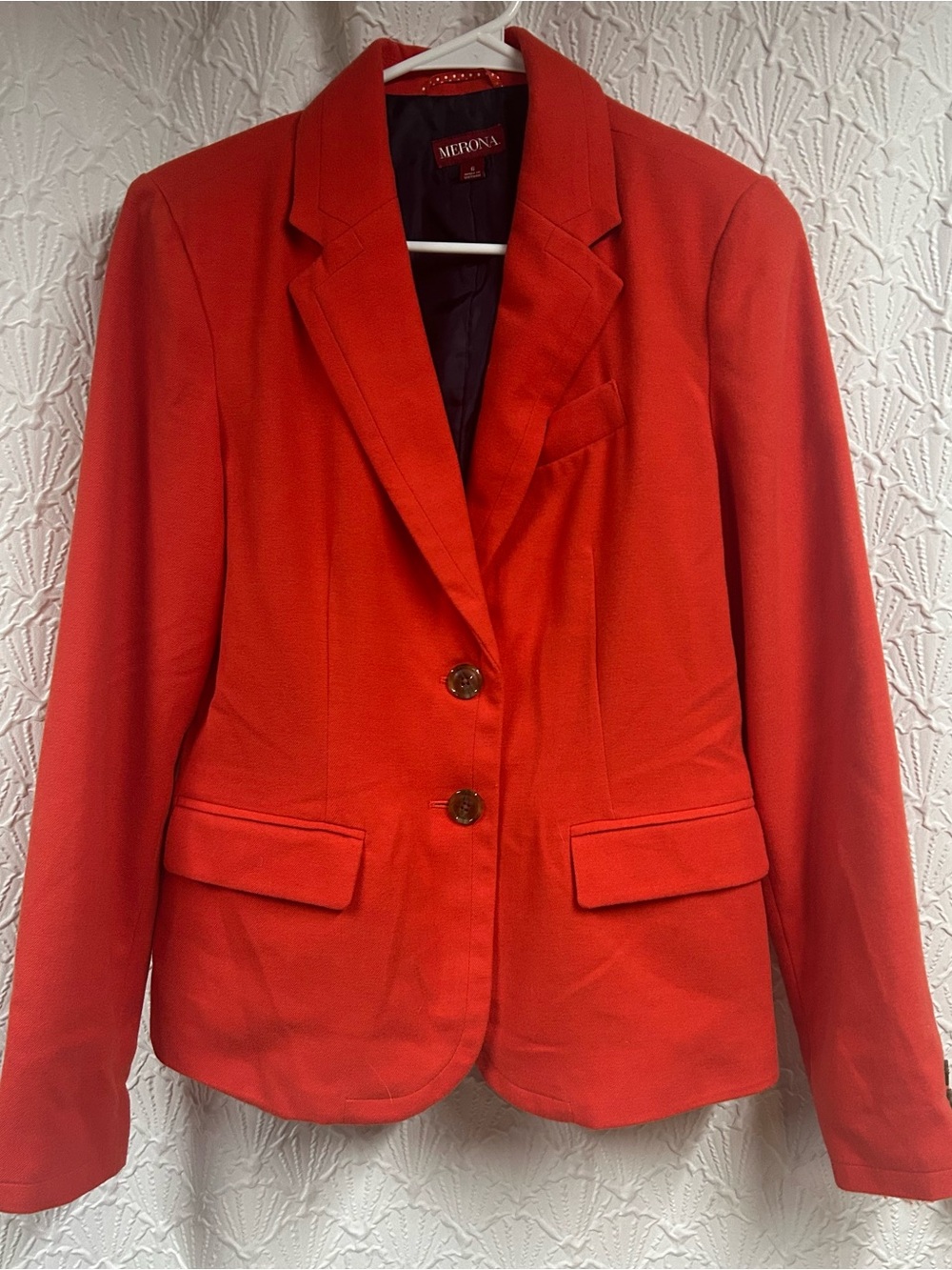 Merona Bright Red Orange Size 6 Women's Two-Button Tailored Blazer